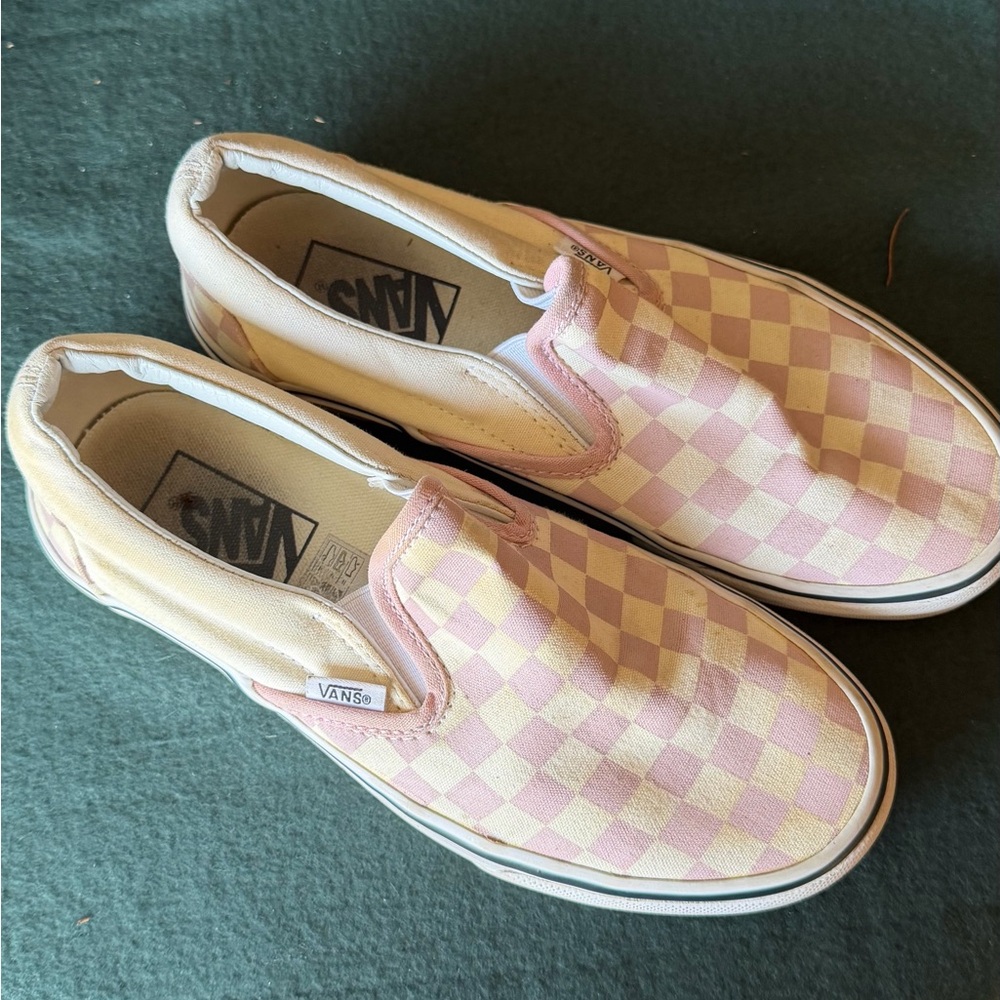 Vans Classic Slip-On Checkerboard Sneakers in lavender& off white